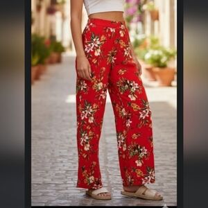 Joe Benbasset Floral Red Pants size large